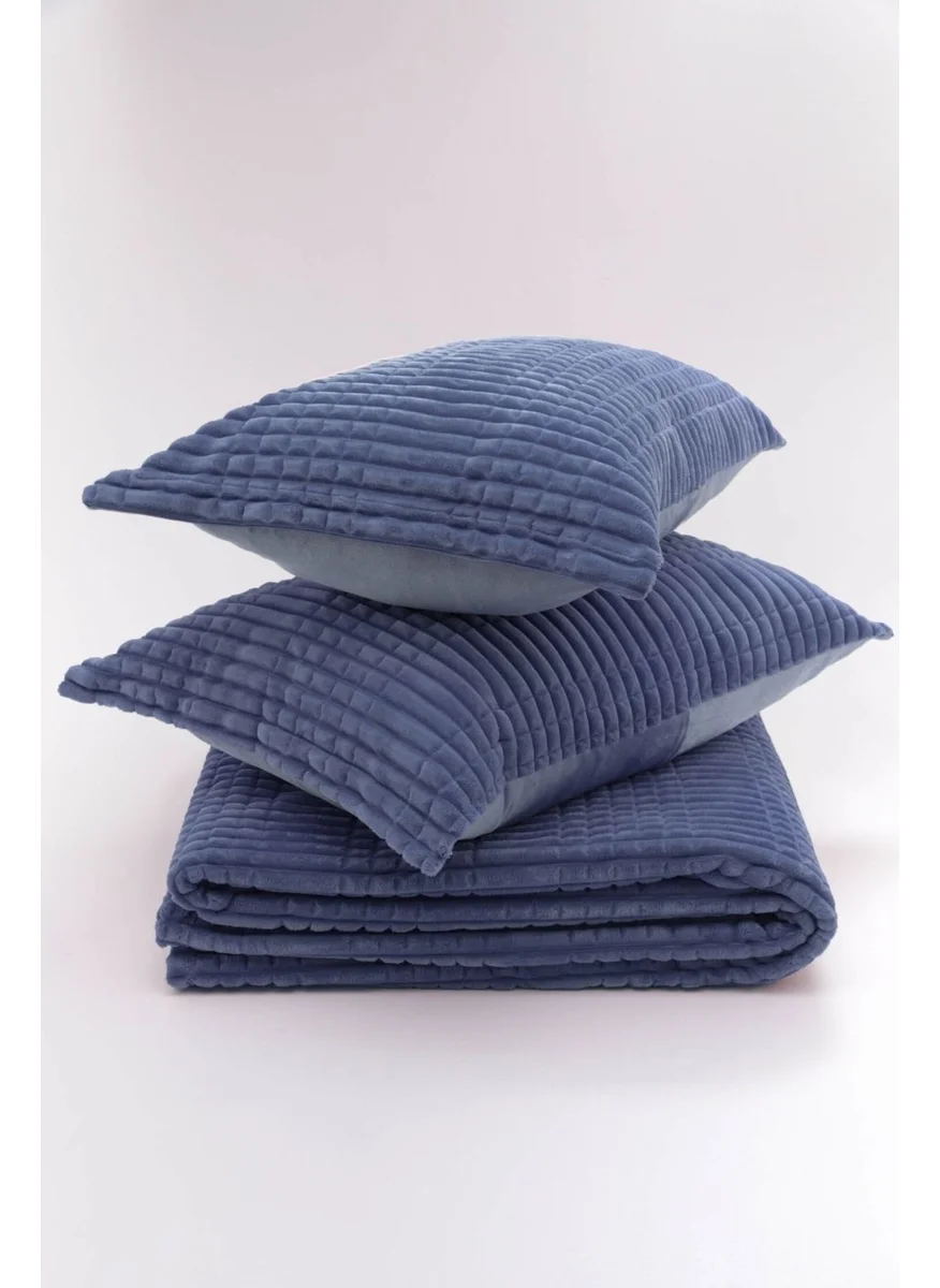 ميرينوس Modern Line 3 Piece Blanket Set - Navy Blue