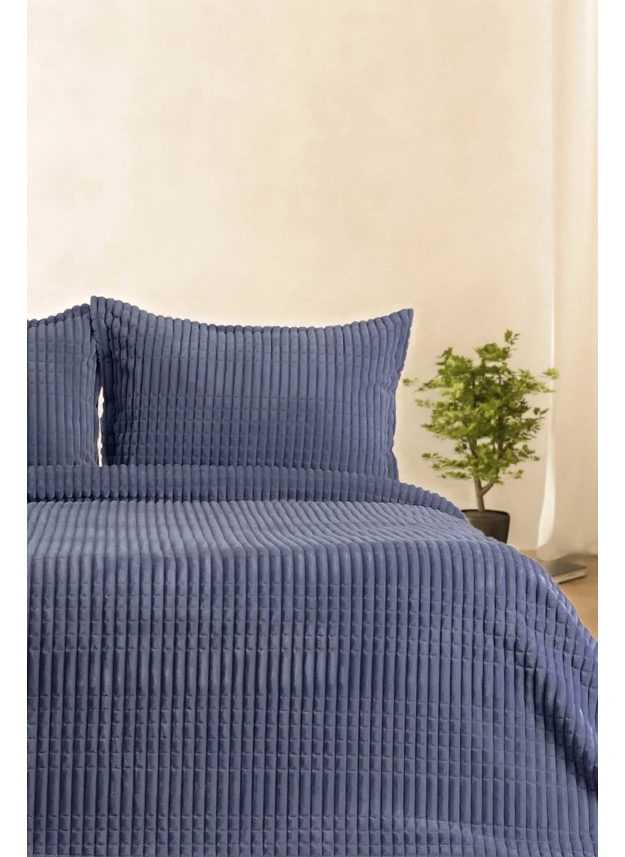 ميرينوس Modern Line 3 Piece Blanket Set - Navy Blue