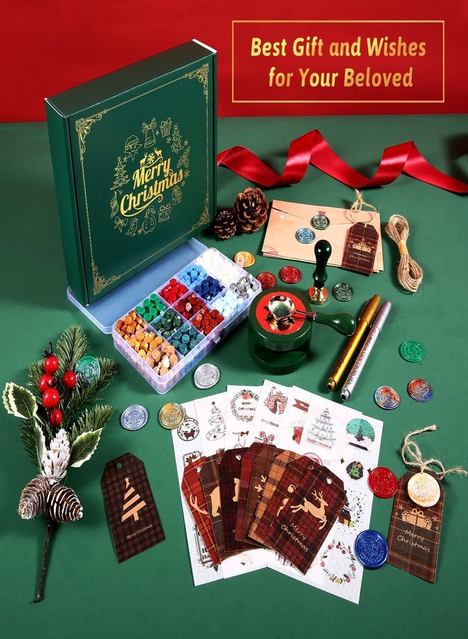 Comealltime Christmas Wax Seal Kit with Snow Wax Seal Stamp, 25 Colors Wax Seal Beads with Sealing Wax Warmer, Xmas Washi Stickers, Gift Tags, Envelope, Candle, Wax Seal Stamp Kit for Gift and Craft - Image 3