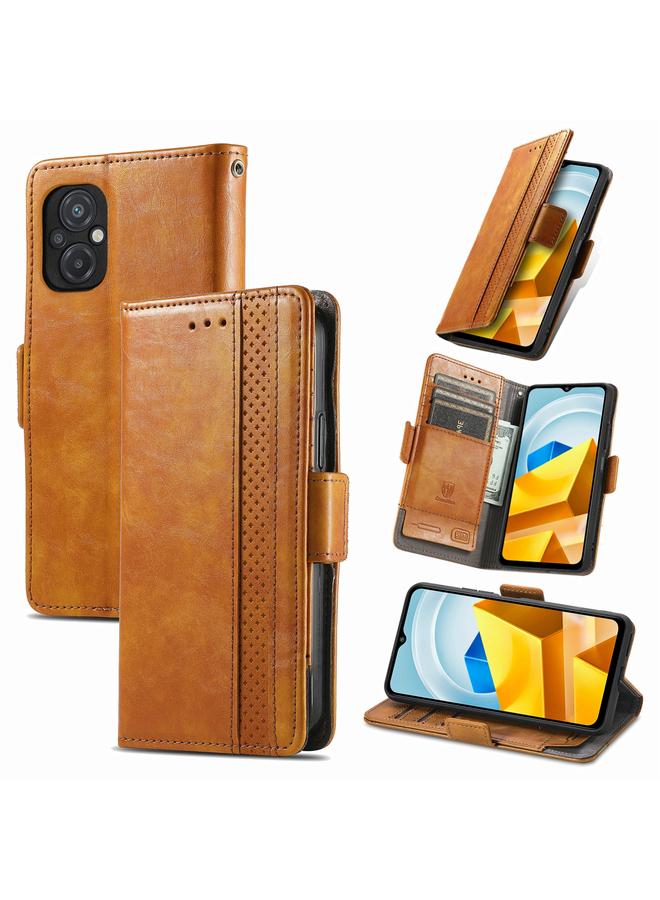 The Bros Case For Xiaomi Poco M5 CaseNeo Splicing Dual Magnetic Buckle Leather Phone Case