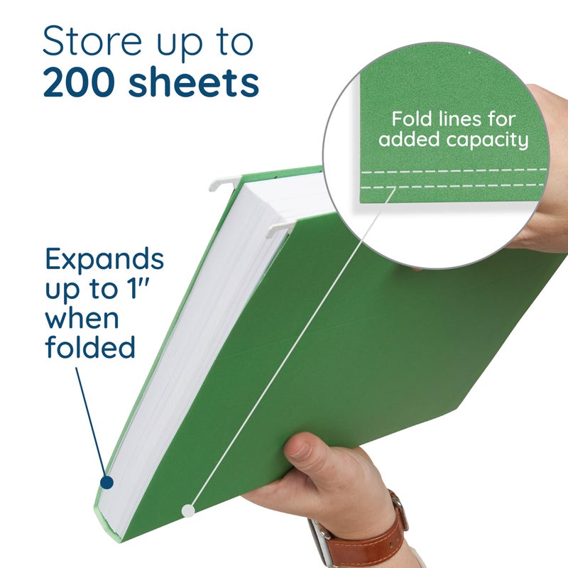 Blue Summit Supplies Hanging File Folders, 25 Pack, Letter Size, Assorted Colors, 1/5 Cut Adjustable Tab Inserts, Designed for Color Coded File Organization and File Cabinets, File Cabinet Organizer - Image 2