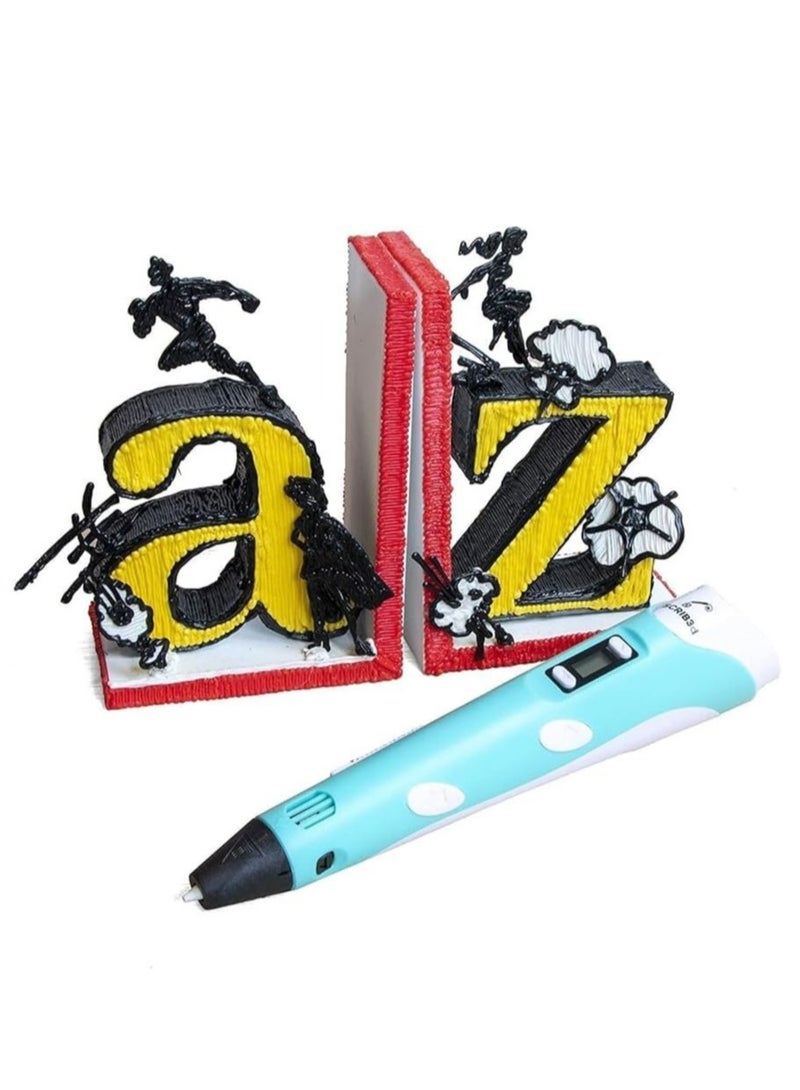 3D Printing Pen with Display Includes 3D Pen 3 Starter Colors of PLA Filament Stencil Book Project Guide and Charger - Image 3