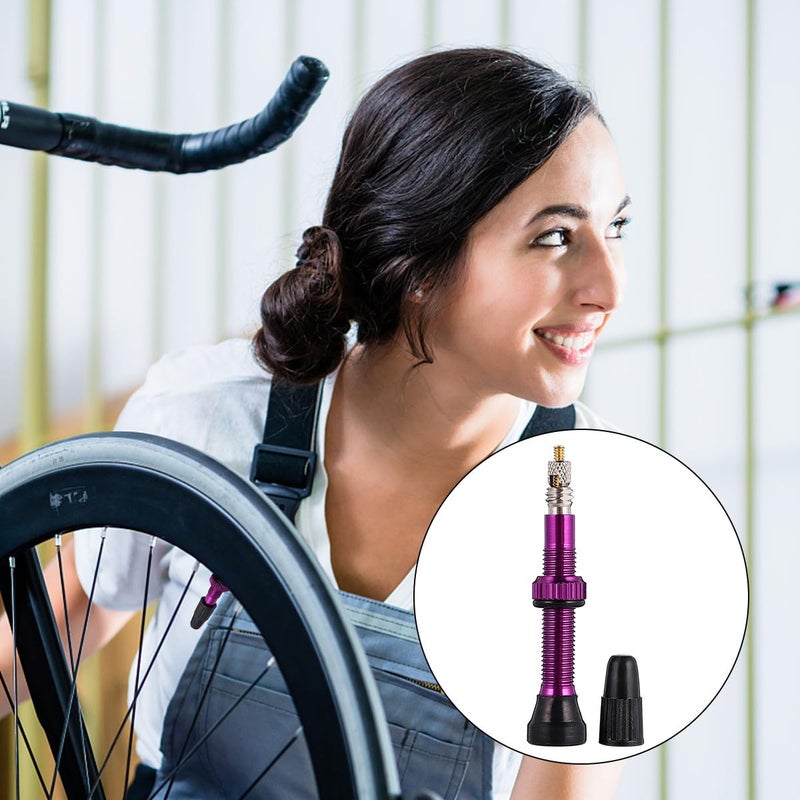 40mm Black Tubeless Bike Tire Valve Stem Cap Compatible with Mountain Bicycle Pumps and Inflators - Image 4