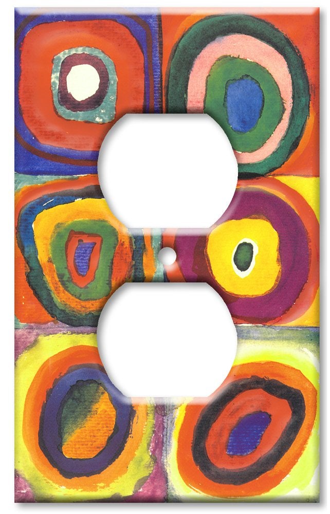 Art Plates - Duplex - Outlet Cover Switch Plate - Kandinsky: Farbstudie Quadrate - (Made in USA) - Image 1