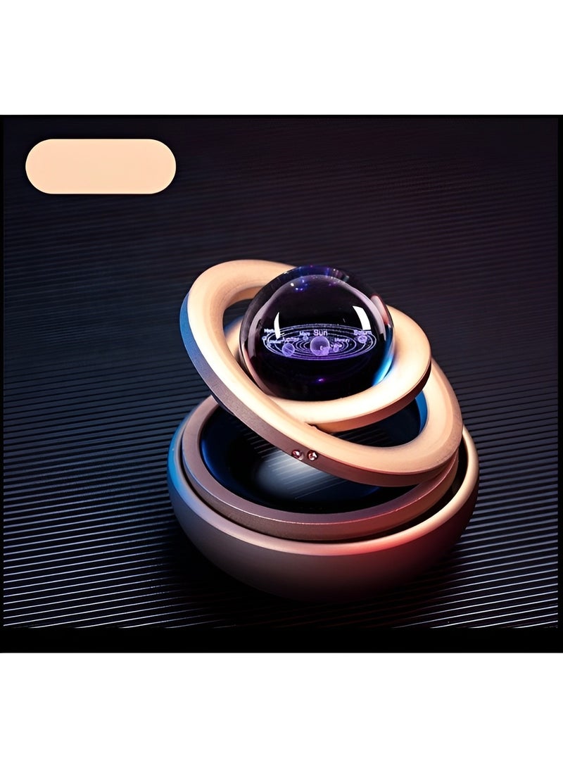 REOCLE Car Air Freshener Solar Power Aromatherapy Combines Suspension and Rotation Essential Oil Diffuser with Interstellar Double Ring - Image 2