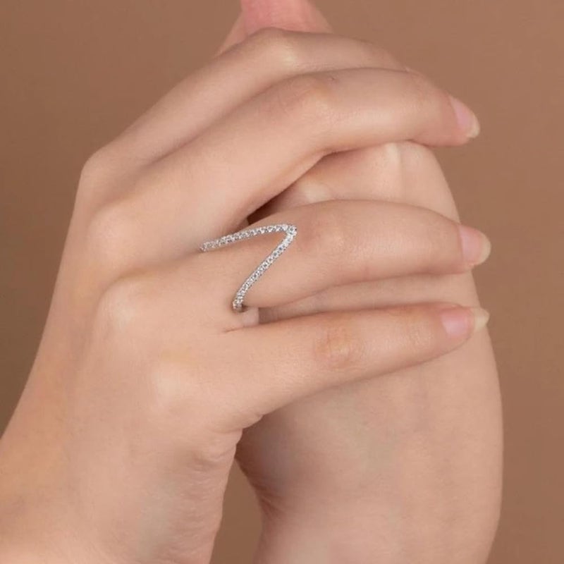 ZEELLO Vanki Rings for Women and Girls | Trending American Diamond V Shape Midi Finger Ring | Stylish Jewellery - Image 5