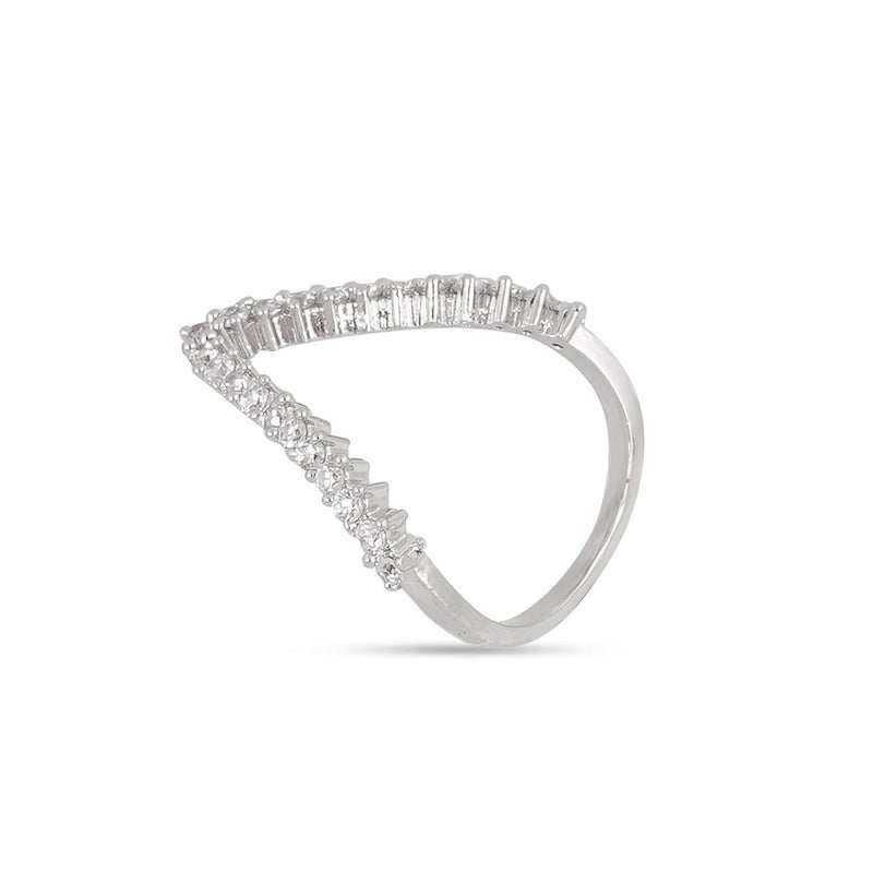 ZEELLO Vanki Rings for Women and Girls | Trending American Diamond V Shape Midi Finger Ring | Stylish Jewellery - Image 2