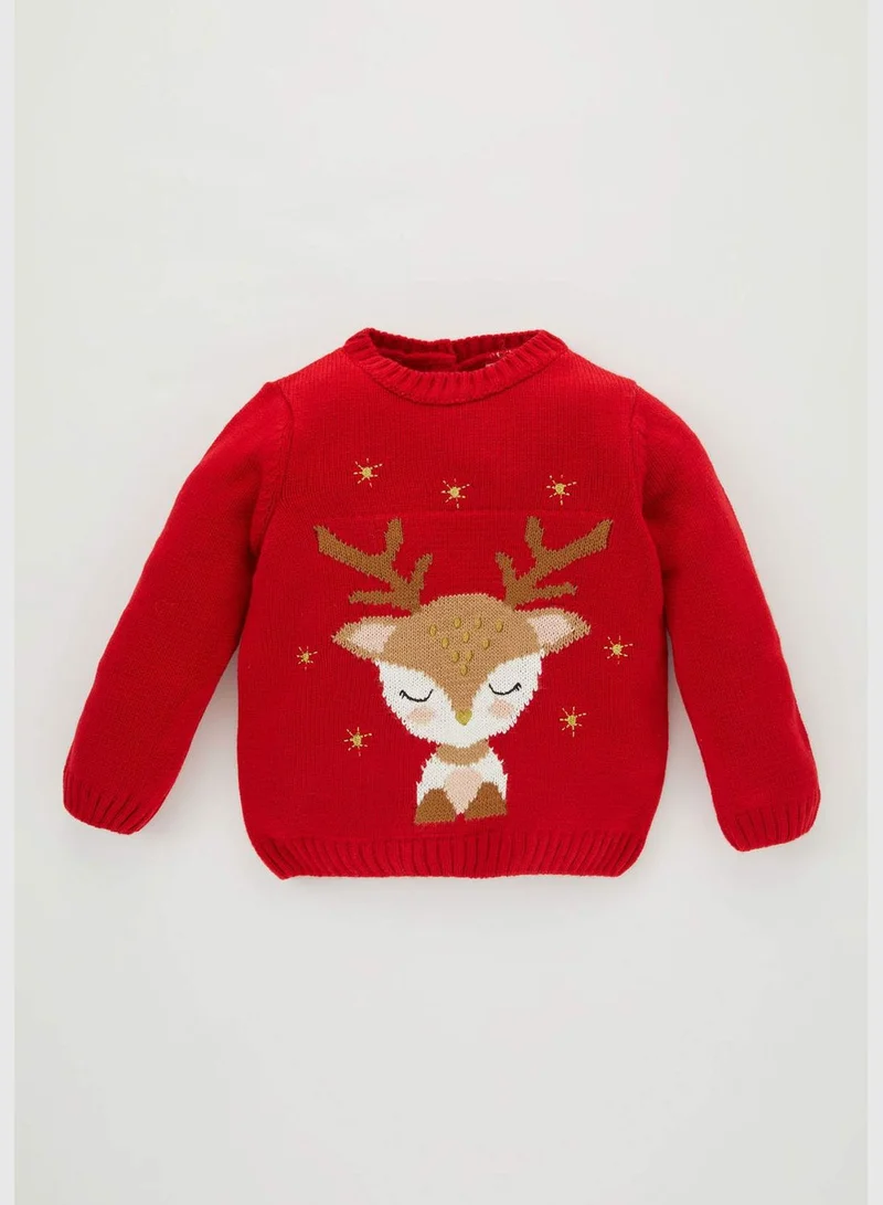 ديفاكتو BabyGirl Crew Neck Long Sleeve Tricot Pullover