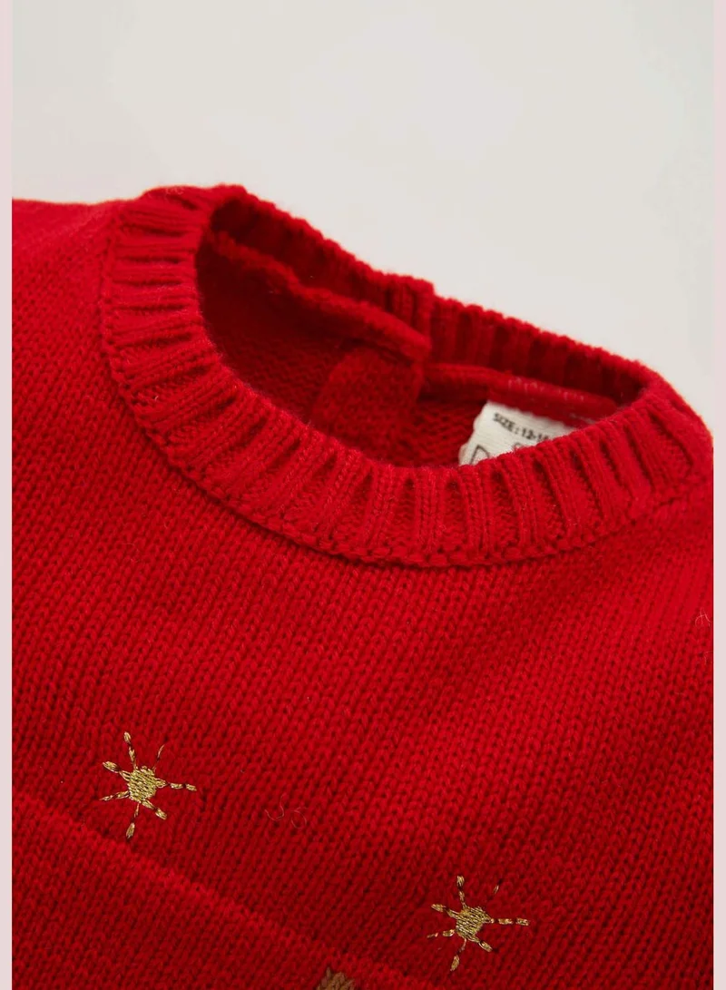 ديفاكتو BabyGirl Crew Neck Long Sleeve Tricot Pullover
