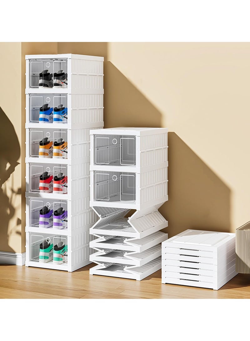 Generic A standalone acrylic shoe rack with a design of foldable and stackable shoe boxes, 6 layers. - Image 1