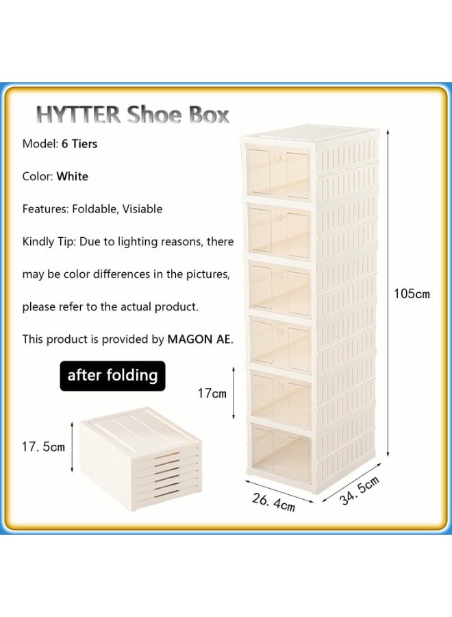 Generic A standalone acrylic shoe rack with a design of foldable and stackable shoe boxes, 6 layers. - Image 4