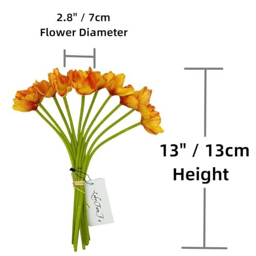 LebriTamFa 10 PCS High Quaulity Fresh Artificial Mini Real Touch PU/Latex Corn Poppies Decorative Silk Fake Artificial Poppy Flowers for Wedding Holiday Bridal Bouquet Home Party Decor (Orange) - Image 3