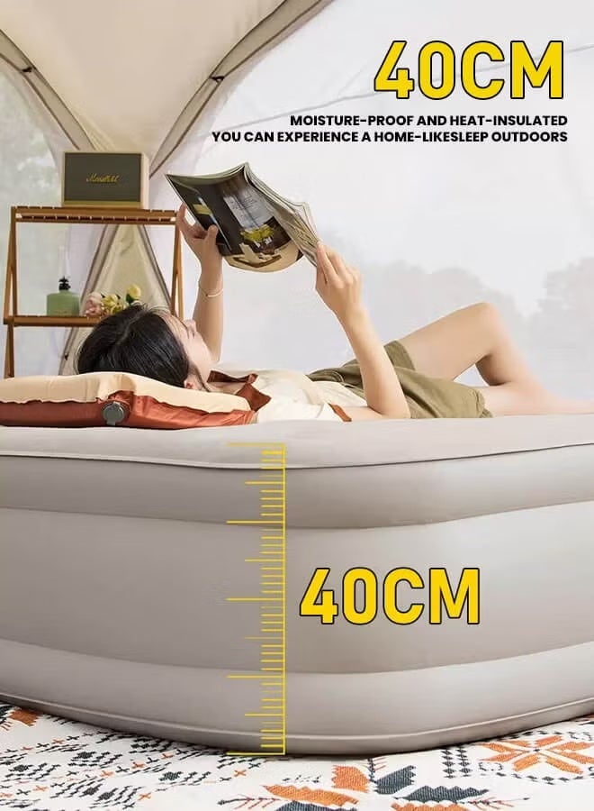 BlueFire Single Height Inflatable Air Mattress with Built-In Pump: 3-Min Quick Automatic Inflation/Deflation, 40cm Thick Portable Camping Bed with Honeycomb Support & Flocked Top for Home, Travel & Guest Use (190x100x40cm) - Image 4
