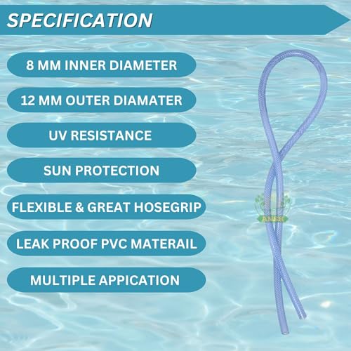 Agriansh Heavy Duty PVC Water Hose Pipe Used for 12v DC Water Pump Battery Sprayer Motor Double High Performance 12V DC 220 PSI Double Power Motor - 10 meter-Diameter-Inner 8mm-Outer 12mm - Image 5