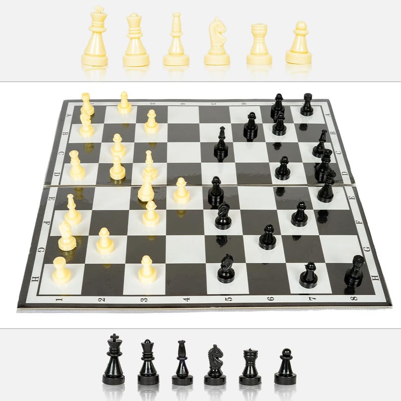 RATNA'S لعبة الشطرنج بطل صغير، لعبة استراتيجية للاعبين 2، قطع سوداء وبيضاء، ألعاب عائلية للبالغين والأطفال - Image 3