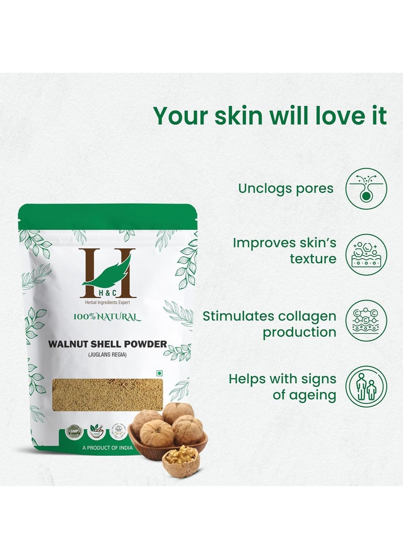 H&C H&C Herbal Ingredients Expert Natural Walnut Shell Powder (JUGLANS REGIA) - 227 Gm | Natural Scrub for Deep Cleansing, Detoxify Skin, Remove Dead Cells, Blackheads & Whiteheads| No Silica, No Fillers  - Image 3