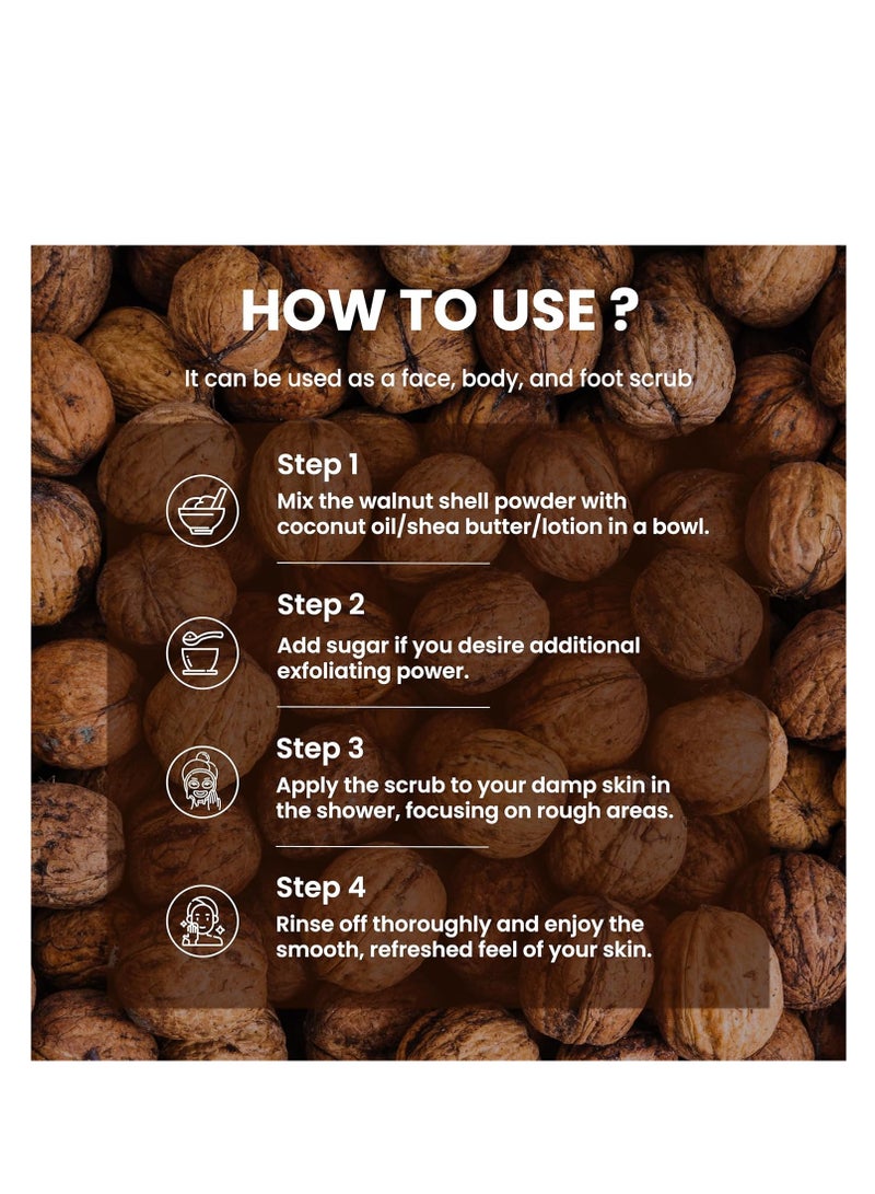 H&C H&C Herbal Ingredients Expert Natural Walnut Shell Powder (JUGLANS REGIA) - 227 Gm | Natural Scrub for Deep Cleansing, Detoxify Skin, Remove Dead Cells, Blackheads & Whiteheads| No Silica, No Fillers  - Image 4