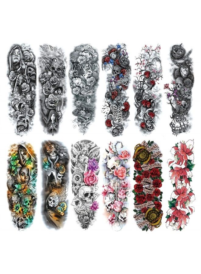 Pinone Full Arm Temporary Tattoo For Man Women L19“xW7”(12 Sheets) - Image 1