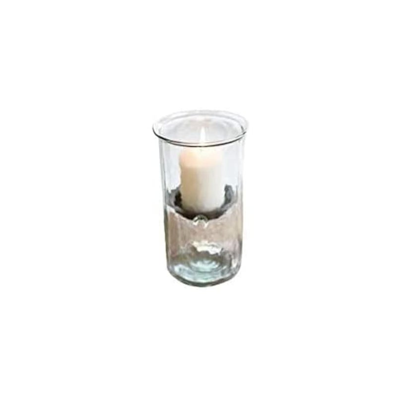 First of a Kind Glass Hurricane Pillar Candle Holder with Rustic Metal Insert Perfect as a Centerpiece 10 Tall