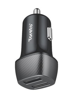Toreto TOR-427 TOR-Plush Pro Dual USB Port Car Charger with Fast Charge 3.4A + Micro USB Cable (Black)  - Image 1