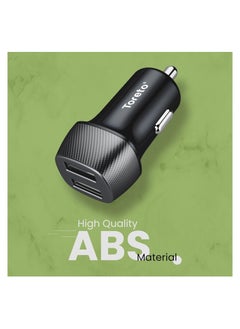 Toreto TOR-427 TOR-Plush Pro Dual USB Port Car Charger with Fast Charge 3.4A + Micro USB Cable (Black)  - Image 2
