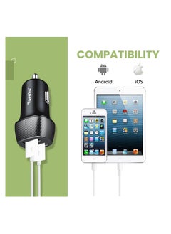 Toreto TOR-427 TOR-Plush Pro Dual USB Port Car Charger with Fast Charge 3.4A + Micro USB Cable (Black)  - Image 5