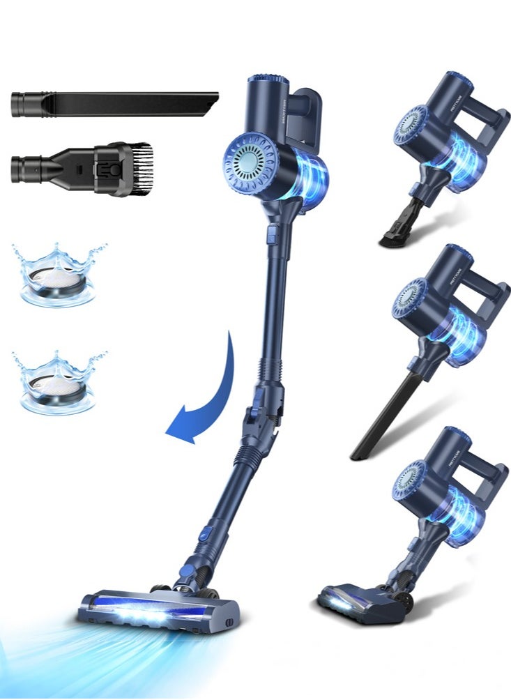 PrettyCare - 6 in 1 Cordless Vacuum Cleaner, Upright Stick Vacuum Self-Standing with 160W/20000Pa Powerful Suction, 180° Bendable Wand Rechargeable Cordless Handheld Vacuum for Hard Floor Pet Hair - Image 1