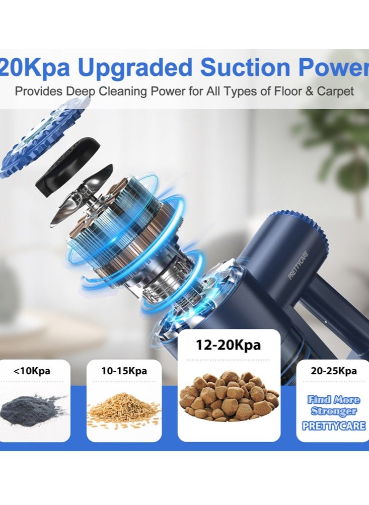 PrettyCare - 6 in 1 Cordless Vacuum Cleaner, Upright Stick Vacuum Self-Standing with 160W/20000Pa Powerful Suction, 180° Bendable Wand Rechargeable Cordless Handheld Vacuum for Hard Floor Pet Hair - Image 1