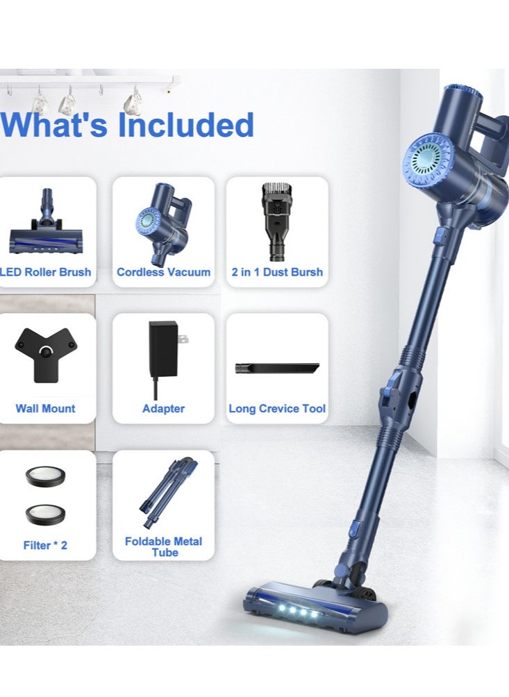 PrettyCare - 6 in 1 Cordless Vacuum Cleaner, Upright Stick Vacuum Self-Standing with 160W/20000Pa Powerful Suction, 180° Bendable Wand Rechargeable Cordless Handheld Vacuum for Hard Floor Pet Hair - Image 1