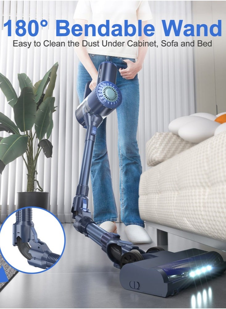 PrettyCare - 6 in 1 Cordless Vacuum Cleaner, Upright Stick Vacuum Self-Standing with 160W/20000Pa Powerful Suction, 180° Bendable Wand Rechargeable Cordless Handheld Vacuum for Hard Floor Pet Hair - Image 1