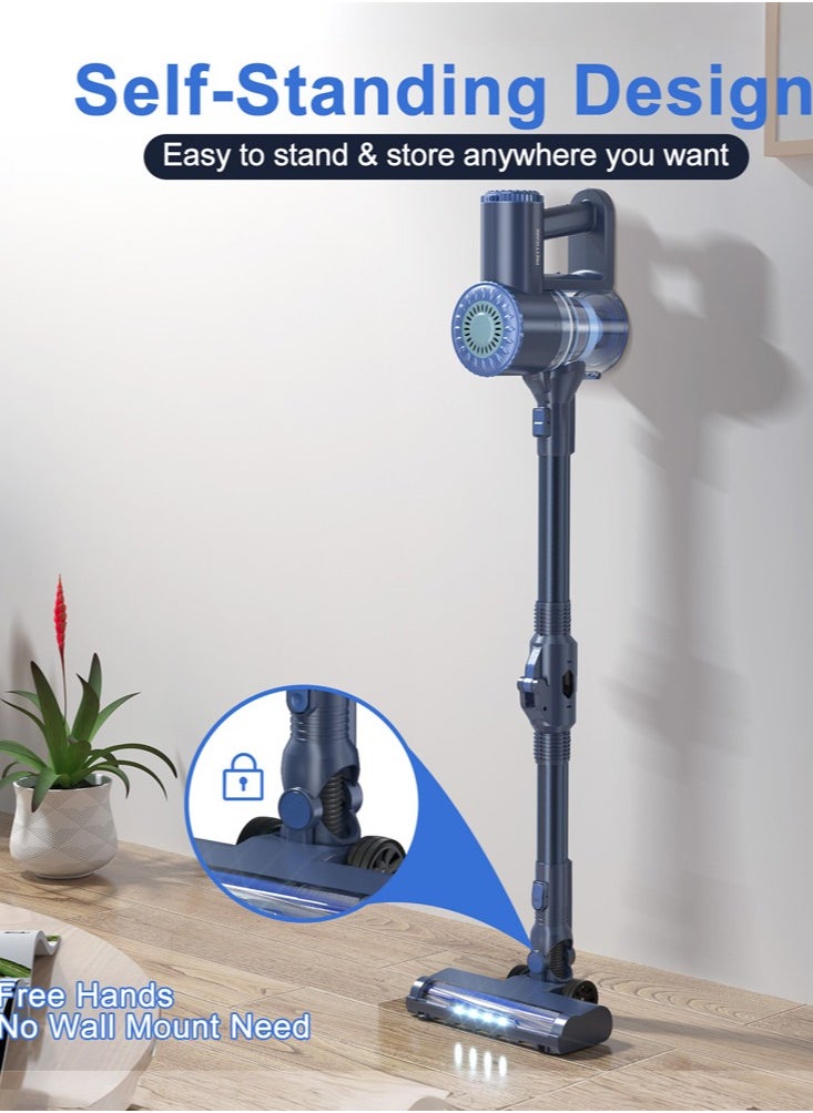 PrettyCare - 6 in 1 Cordless Vacuum Cleaner, Upright Stick Vacuum Self-Standing with 160W/20000Pa Powerful Suction, 180° Bendable Wand Rechargeable Cordless Handheld Vacuum for Hard Floor Pet Hair - Image 1