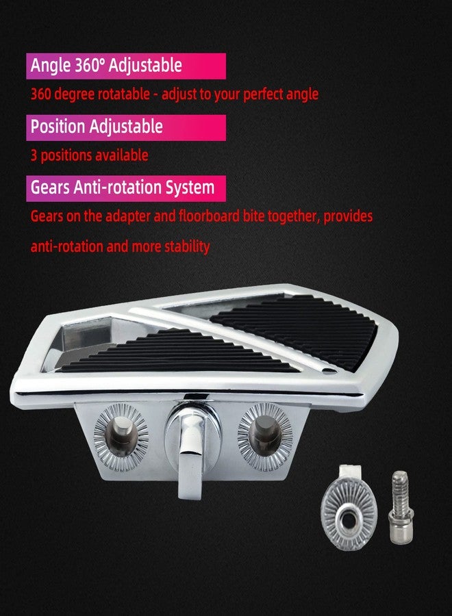 FATECIM Motorcycle Foot Pegs Pedals Rests Motorbike Highway Mini Boards Rear Passenger Floorboards w/Adjustable Male Mount Adapters Universal for Harley Davidson Honda Suzuki Yamaha Triumph Chrome - Image 2