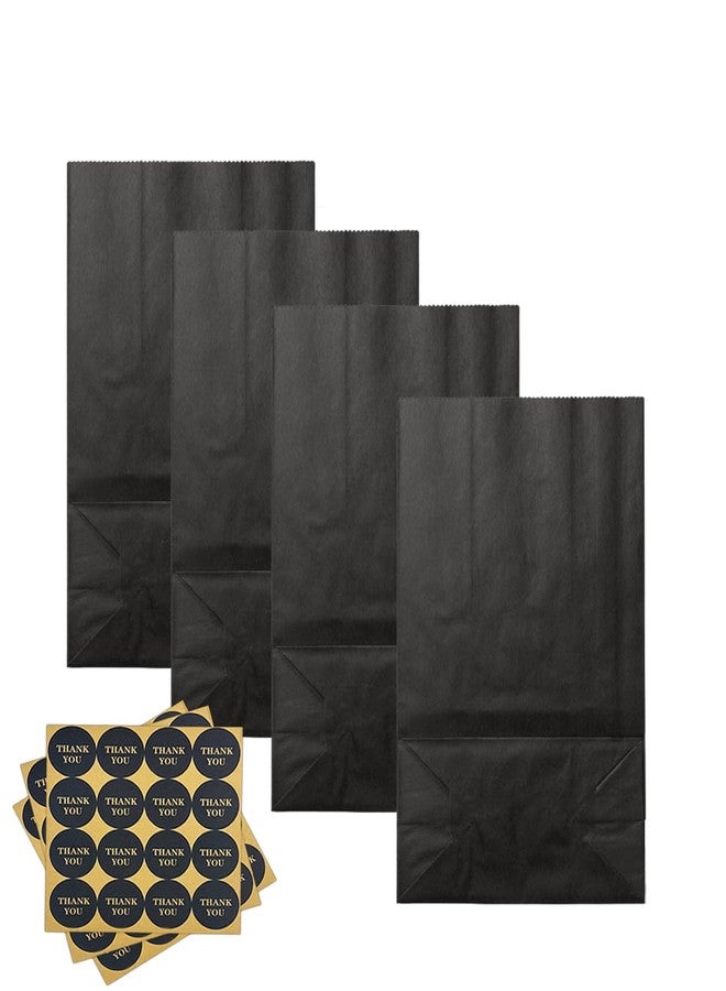 Bakepacker 100 Pcs Black Treat Paper Bags with 100 Stickers 5.1"x3.1"x9.4" Kraft Small Party Gift Bag Snack Bag without Handle - Image 2