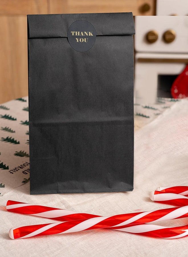 Bakepacker 100 Pcs Black Treat Paper Bags with 100 Stickers 5.1"x3.1"x9.4" Kraft Small Party Gift Bag Snack Bag without Handle - Image 4