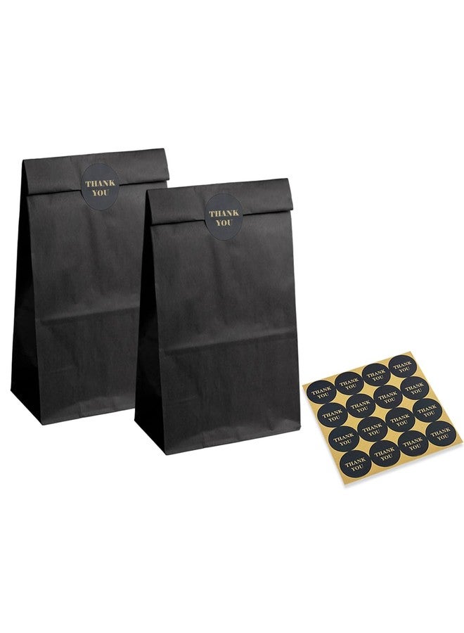 Bakepacker 100 Pcs Black Treat Paper Bags with 100 Stickers 5.1"x3.1"x9.4" Kraft Small Party Gift Bag Snack Bag without Handle - Image 3
