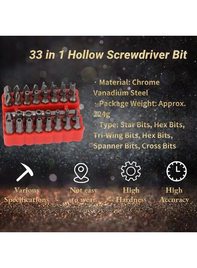 33 In 1 Hollow Screwdriver Set Magnetic Phillips Torx Bit With Extension Bar Manual Repair Tool - Image 3