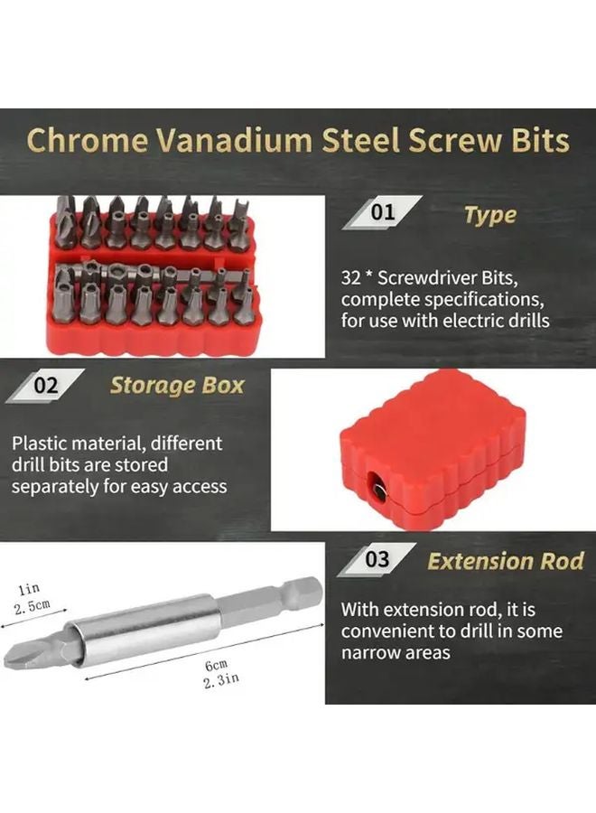 33 In 1 Hollow Screwdriver Set Magnetic Phillips Torx Bit With Extension Bar Manual Repair Tool - Image 4