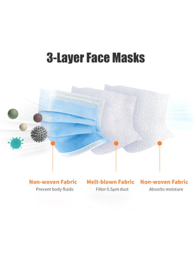 نيبمينينت مجموعة كمامات من 3 طبقات للحماية مع أشرطة قابلة للتكيف الأنف مكونة 50 قطعة - Image 4