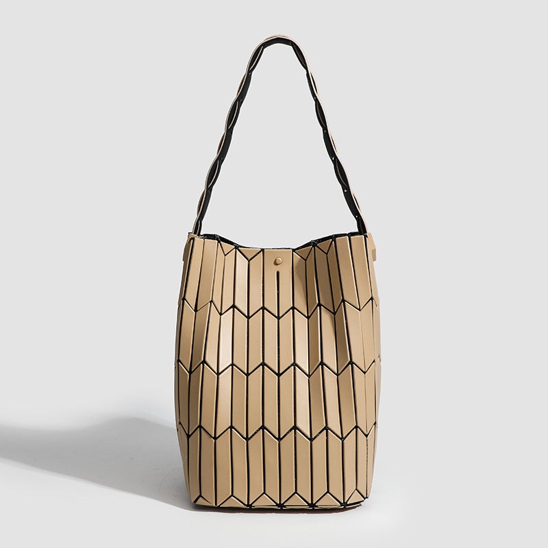 Small Model Handbag, Niche Design Bucket Bag, Color-Blocked Tote Bag, Underarm Bag - Image 1