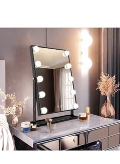 DUNISO Makeup mirror with LED lights, Hollywood makeup mirror, equipped with 12 adjustable light bulbs and intelligent touch three color lighting mode, capable of 360 ° rotation  - Image 1