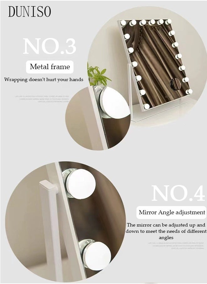 DUNISO - Makeup mirror with LED lights, Hollywood makeup mirror, equipped with 12 adjustable light bulbs and intelligent touch three color lighting mode, capable of 360 ° rotation - Image 1