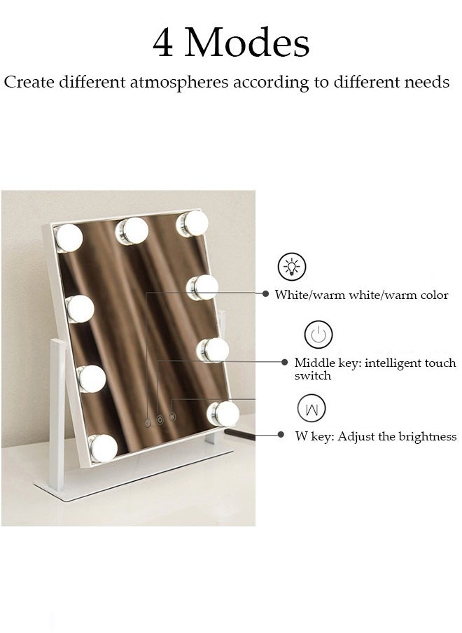 DUNISO - Makeup mirror with LED lights, Hollywood makeup mirror, equipped with 12 adjustable light bulbs and intelligent touch three color lighting mode, capable of 360 ° rotation - Image 1