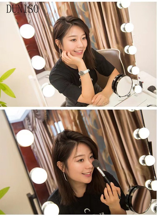 DUNISO - Makeup mirror with LED lights, Hollywood makeup mirror, equipped with 12 adjustable light bulbs and intelligent touch three color lighting mode, capable of 360 ° rotation - Image 1