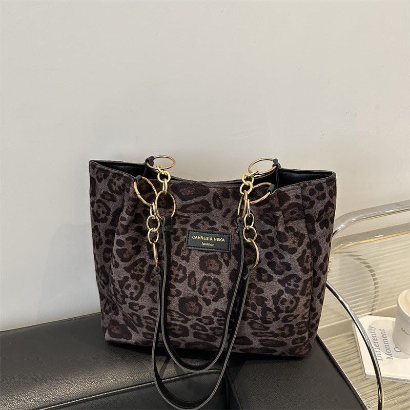 Vintage Leopard Print Tote Bag for Women - Image 2