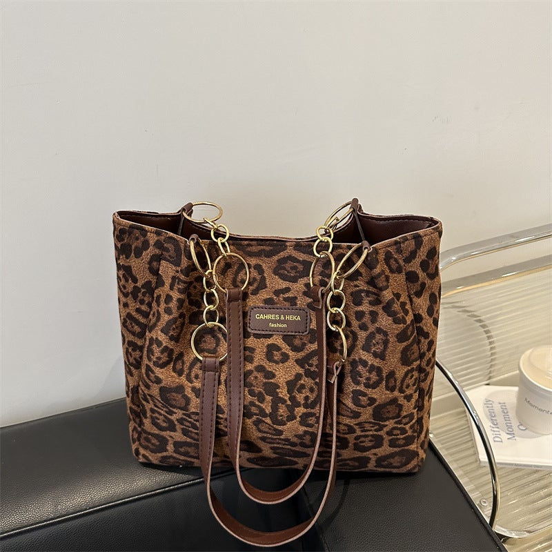 Vintage Leopard Print Tote Bag for Women - Image 3