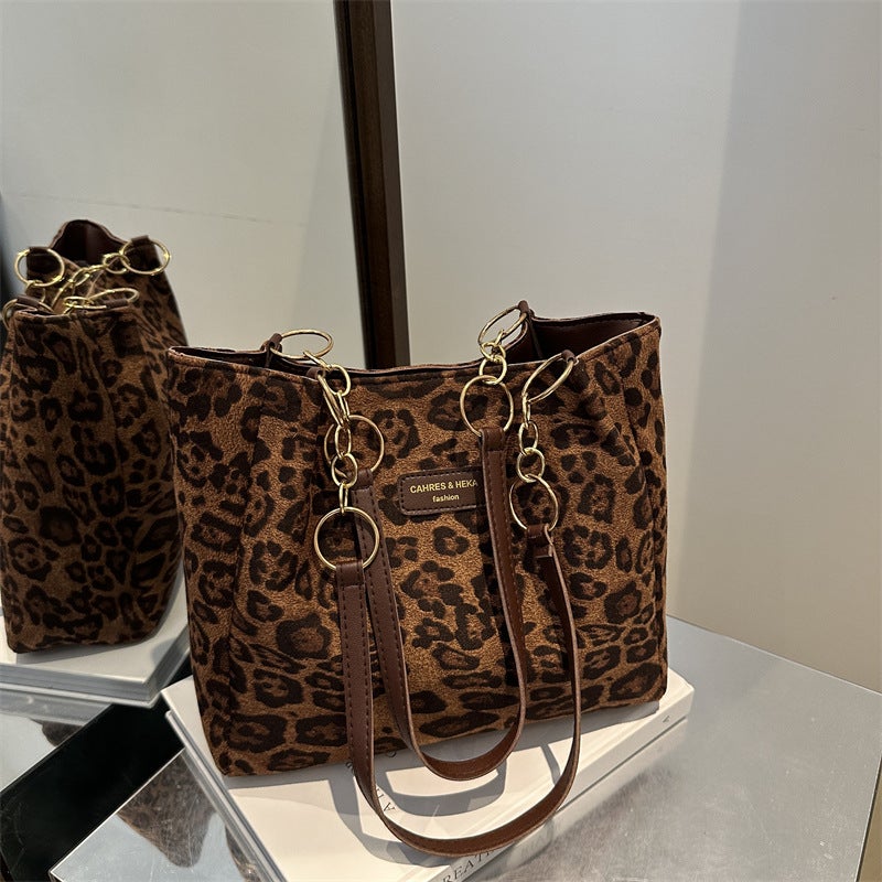 Vintage Leopard Print Tote Bag for Women - Image 4