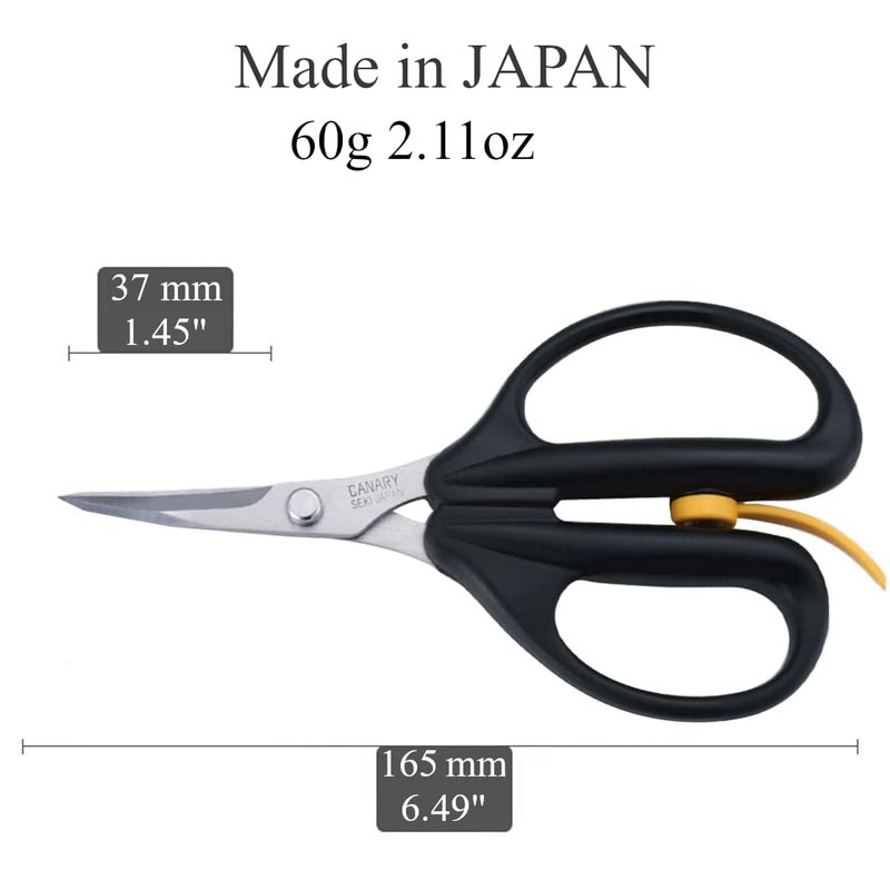 CANARY Spring Loaded Craft Scissors 6.3" [Curved Sharp Tips], Made in JAPAN, Razor Sharp Japanese Stainless Steel Blade, Black - Image 3