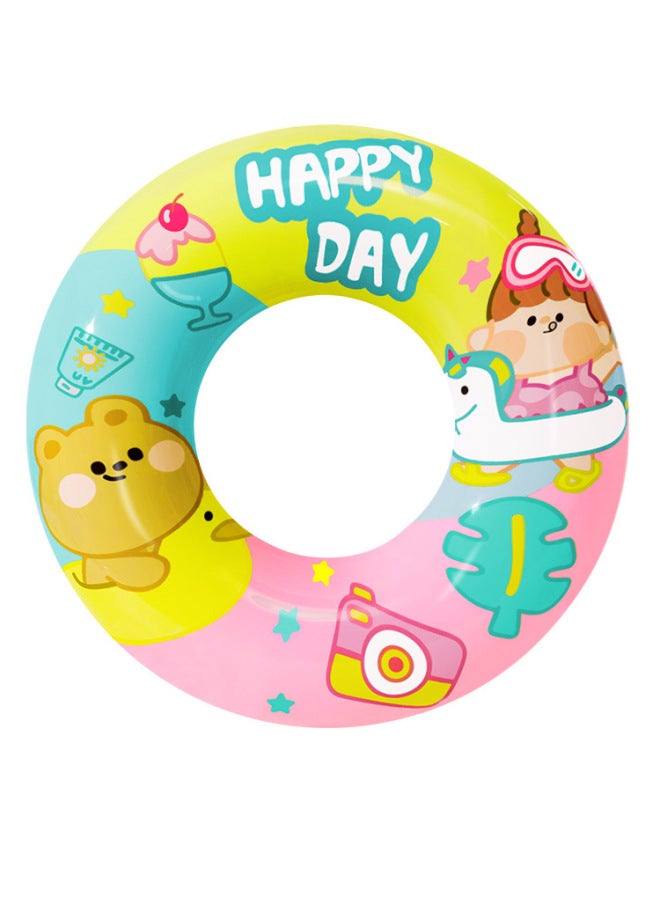 Generic Swimming Ring Children's Life Ring Anti-flip Girl Beginner Baby Swimming Ring Cartoon Inflatable Boy Underarm Ring-Outer Diameter After Inflation:50-Inner Diameter After Inflation:Happy Bear (swimmi - Image 1