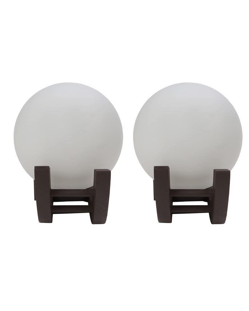 Twilight Nordic Wooden Wall Lamps, Zedo E27 Sconces with Glass Shades, (White Set of 2)(AC) - Image 2