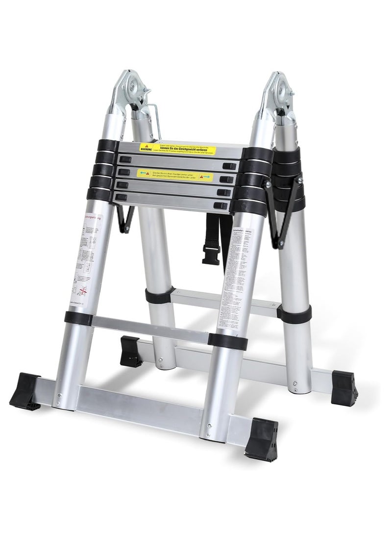 Aluminum folding telescopic ladder, 3.8m extendable ladder, non-slip aluminum ladder, stair ladder, multifunction ladder, extendable telescopic ladder with 150kg load capacity. - Image 1